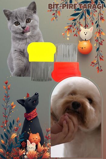 Uni zer Pet Flea Comb Cat Dog Shedding Detangler Multi-Color Hair Comb