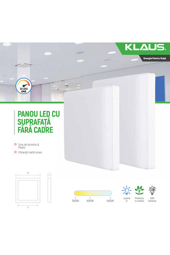 Klaus Square LED Panel Without Frame 35W 6500K, KE35968 (30)