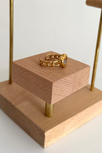FIERA JEWELRY Adjustable Gold Color Steel Women Heart Ring