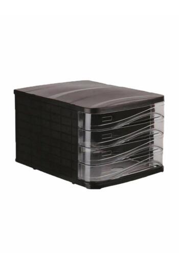 Ark Document Rack with Drawers Plastic 4-Piece Black Ark-4444