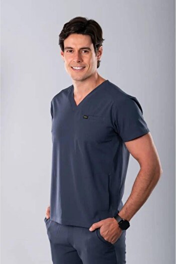 MEDİCALL Royal scrub medical scrub, comfortable material, dark gray color, CHARCHOL, distinctive for doctors and nurses