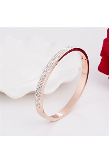 THK Crystal bracelet, 7mm, THK, Zirconia stones, stainless steel, 20 cm, 18K gold plated, Gold