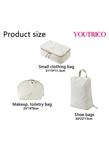Youtrico 3pcs/set Travel Luggage Organizer,Packing Cubes Set Compression Storage Bag Waterproof Travel Parts