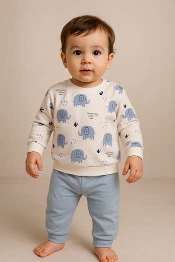 MixMax Bebe Baby Suit Long Sleeve Elephant Printed Unisex 100% Cotton