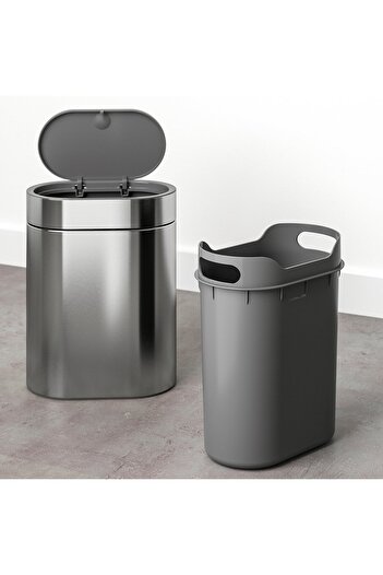 IKEA BROGRUND Touch Top Bin Stainless Steel 4L Compact Waste Bin for Bathroom or Kitchen