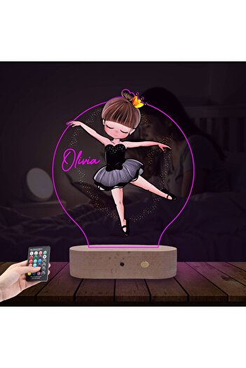 Cadouri Trend Personalized 3D Lamp in the Shape of a Dancing Ballerina Color for Children's Room Lighting