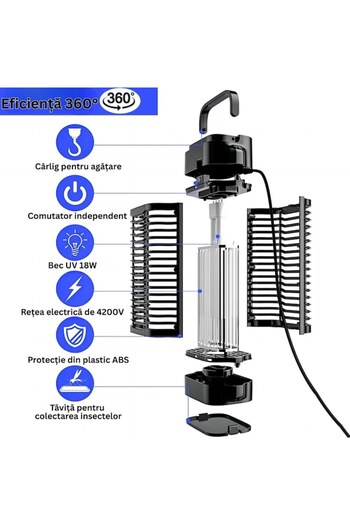 OEM UV lamp against insects and mosquitoes, flies, silent, easy to use insects, with 360 radiation