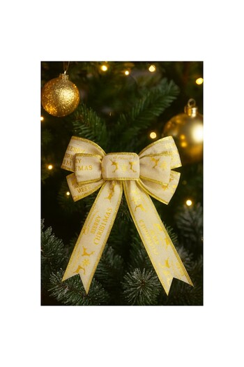 OEM Christmas double decorative bow, Ideal for decorating the house, tree, wreaths, 22 x 30 cm, Au
