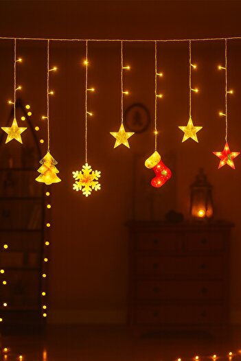 BeySüS Christmas Pine Tree Ornament Figured Led Curtain Light