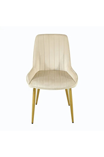 MallDeco Dining chair with khaki velvet upholstery and golden legs