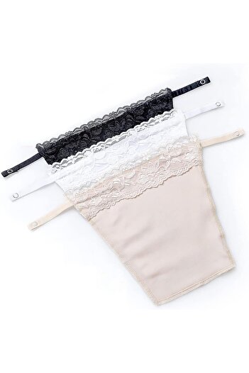 Generic 3 Pcs Lace Privacy Invisible Bra, Camisole Clip-on Cleavage Cover, Mock Camisole Bra Insert Overlay