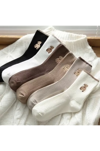 Çorap Kurdu 6 Pairs Economical Pack Teddy Bear Patterned Unisex College Tennis Socks Set