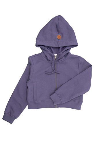 Ozmoz By Mukadder Özden Organic Hooded Zippered Purple Girls' Sports Jacket
