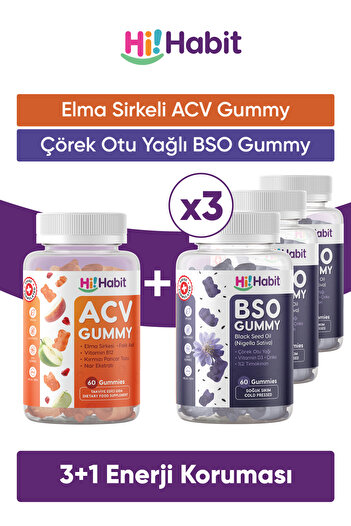 Hi Habit Acv Apple Cider Vinegar Gummy - Bso Black Seed Oil Gummy Food Supplement Set