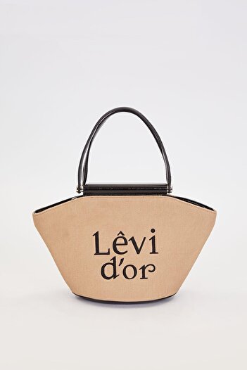 Levidor Khaki - Black Straw Look Handbag
