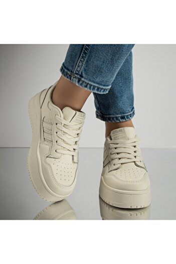 BMoD Women's beige lace-up sport shoes MOD12998