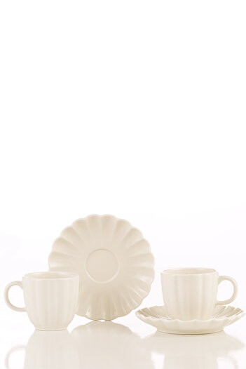Kütahya Porselen Bone Luz Form 4 Piece Coffee Set for 2 People