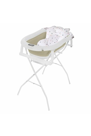 Primabobo Folding bathtub set, Primabobo, Genua Premium, with thermometer, plug and anatomical support, Beige + plastic support