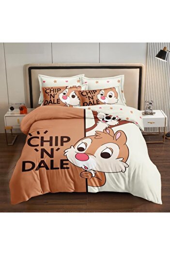 OEM Bed linen, 2 people, identical 3D print, fine, 6 pieces, with Chip and Dale, LFD127