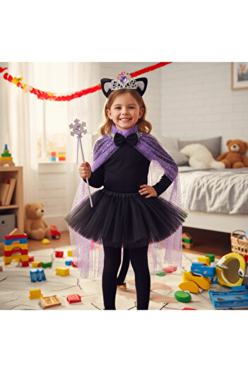 zola 7-piece kitty costume, 3-10 years, 20 cm skirt, crown, ears, wand, cape and tail
