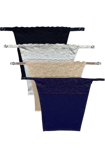 Glamroot Women's Cotton Camisole Cleavage Cover Clip-on Mock Lace Camisecret