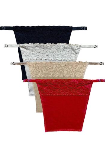 Glamroot Women's Cotton Camisole Cleavage Cover Clip-on Mock Lace Camisecret