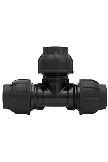Other PP clamp tee 90° 75x75x75 PN10 for PE pipes, black