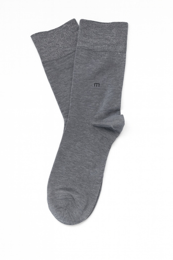 Morven Men's Gray Bamboo Plain Pattern Socks