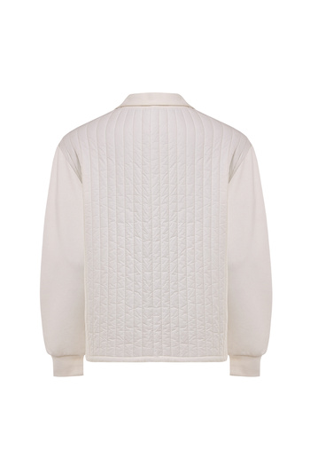 Eight Fashion Men's Half Zip Polo Neck Cotton Quilted Relaxed Sweatshirt