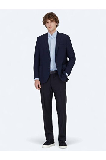 Kip Navy Blue Patterned Regular Fit Jacket