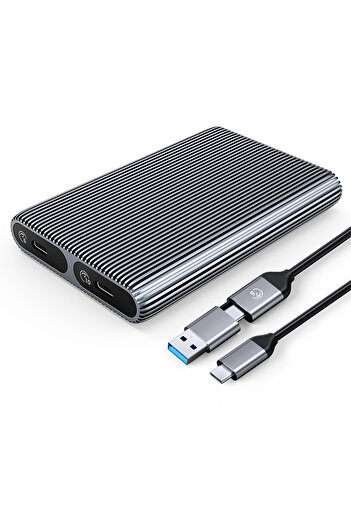 Other Kieszeń obudowa AM2C3-2SN na dwa dyski M.2 SATA+NVME USB-C 10Gb/s - szara
