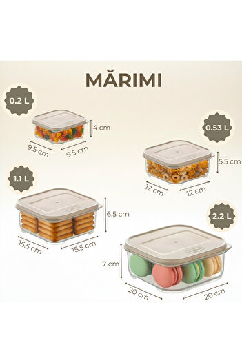 Köken Set of 4 food storage containers, with lid, BPA-free plastic, 0.2/0.53/1.1/2.2 L, Transparent/White