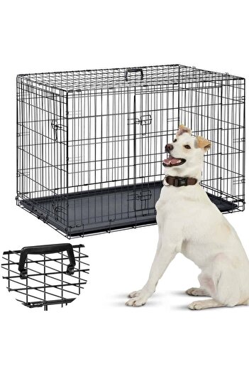 DacEnergy Dog cage, powder-coated steel, removable plastic tray, 2 entrances