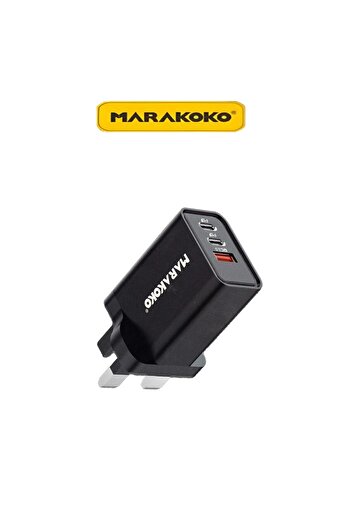 MARAKOKO 55W charger head. 3-port charger (2 Type-C & 1 USB). Fast and safe phone charger.