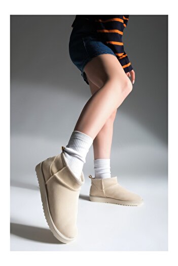 ayhnshoes Γυναικείες μπότες με επένδυση από γούνα Half Daily Pasep