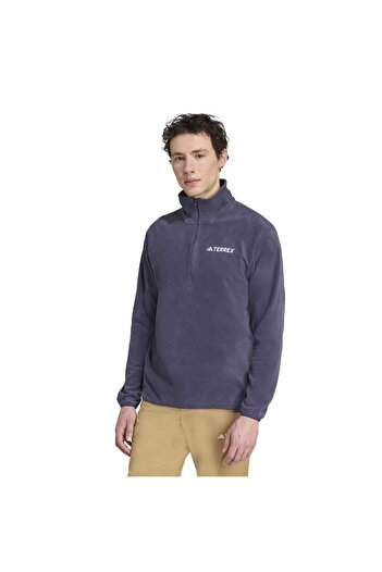 adidas Ανδρικό μπλε φλις πεζοπορίας Multi Essentials 1-2 Zip Fleece