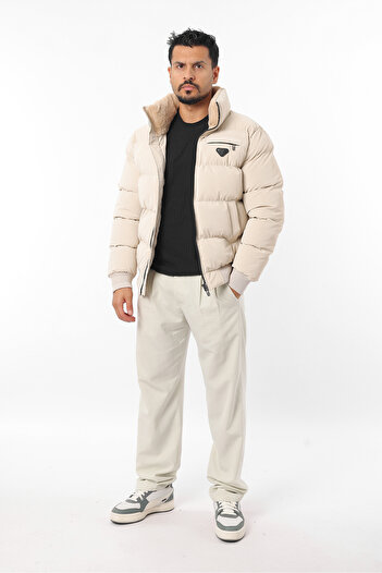 Rodrigo Men's Inflatable Tight Fitting Fiber Cold-Proof Thick Coat with Elastic Sleeves and Waist