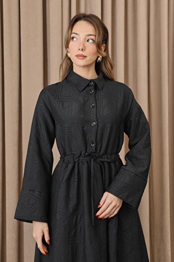 Loreen Women's Waist Tunnel Quilted Dress - 20713Elb - Black