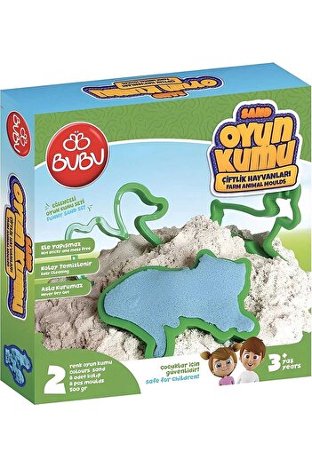 Bubu Play Sand and Farm Animals Molded Set 500 Gr. - Ku0058