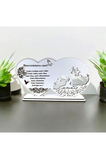OEM Blank decoration heart tree of life, personalized with message Blessing of the House, 30X16CM