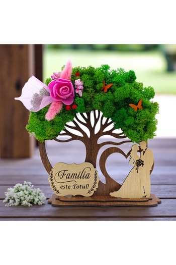 OEM Decorative wooden tree with lichen for Family "Family is everything!" – 20 cm personalized gift