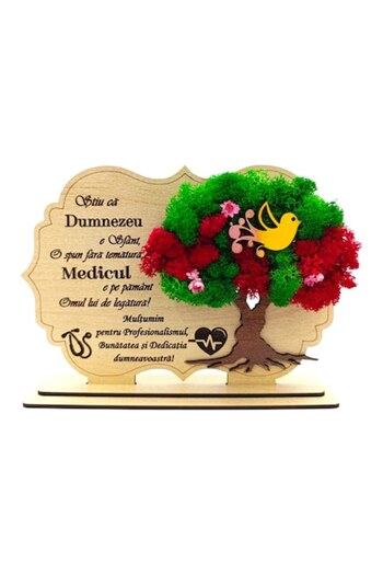 OEM Decoration painting with lichens, personalized gift with message for Doctor/Doctor, cream - 30x18cm