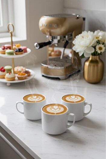 Atbyhome Times Espresso Americano Coffee Cup Set of 3 200 ml 7 cm