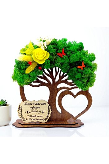OEM Tree Decoration with natural lichens and message for Wife/Girlfriend "There are 4 stages..." – 20 cm,