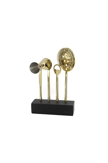 Mikasa Moor Cocktail Preparation Set with Wooden Stand 15X6X24Cm