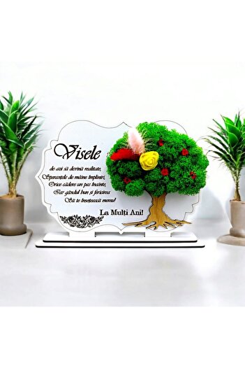 OEM Picture decoration with stand, personalized gift with standard message for "Happy Birthday!", white, dime