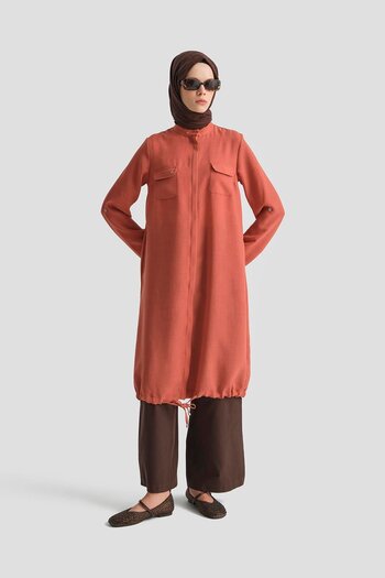 Armine TREND Tunic with Pockets on the Neck and Hidden Zipper-Cinnamon 25Yt4138