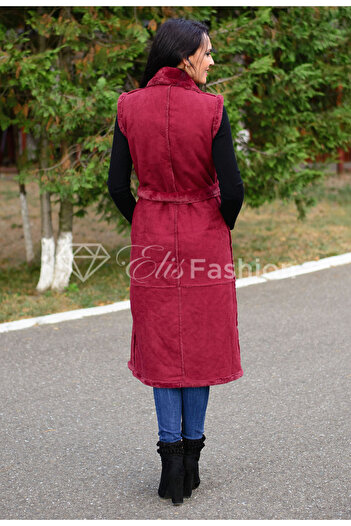 Elis Fashion Elegant Statement Burgundy vest