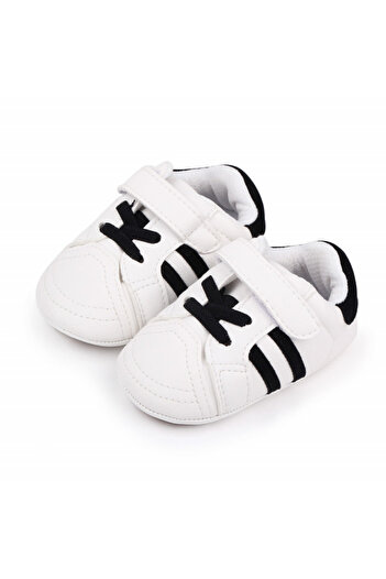 BebeNou White Baby Sneakers with Black Stripes MBD2588-2-p8