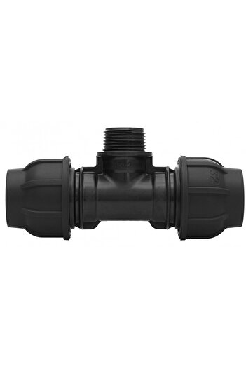 Other PP clamping tee 90° 50x64x50 GZ external thread PN16 for PE pipes, black